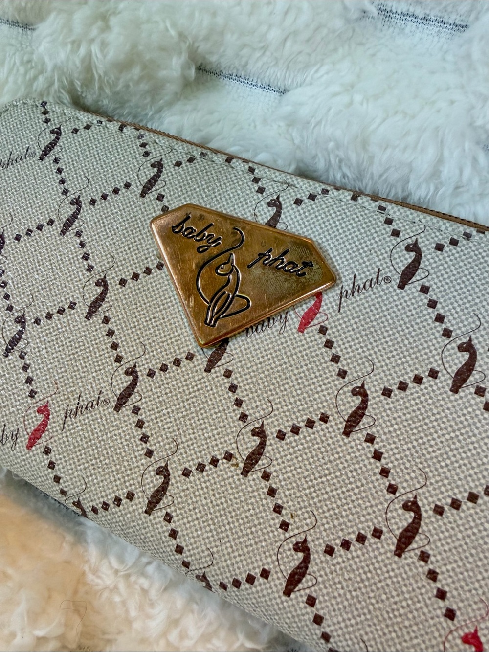 Vintage Y2K Baby Phat Cream Wallet Wristlet